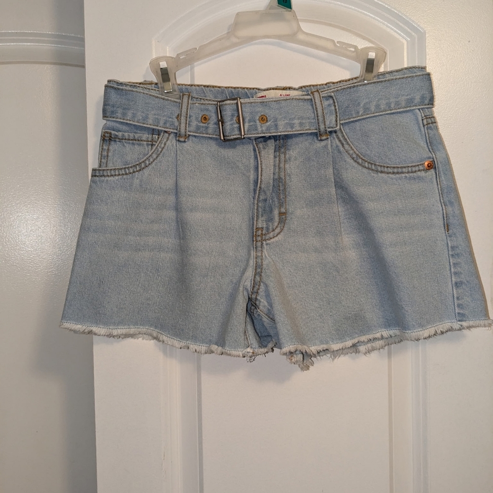 Levi's Girls Girlfriend Belted Denim Shorts Size 14